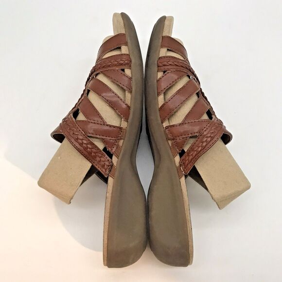 Kim Rogers Trixey Wedge Sandals Women's 8M Ultra Comfort Tech Slip On Gold Shoes - Picture 7 of 9